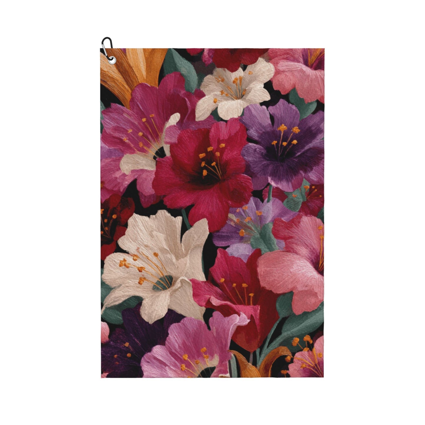 Colorful Floral Golf Towel | Quick-Dry Microfiber Sports Towel with Hook | 16.1 x 24 inch