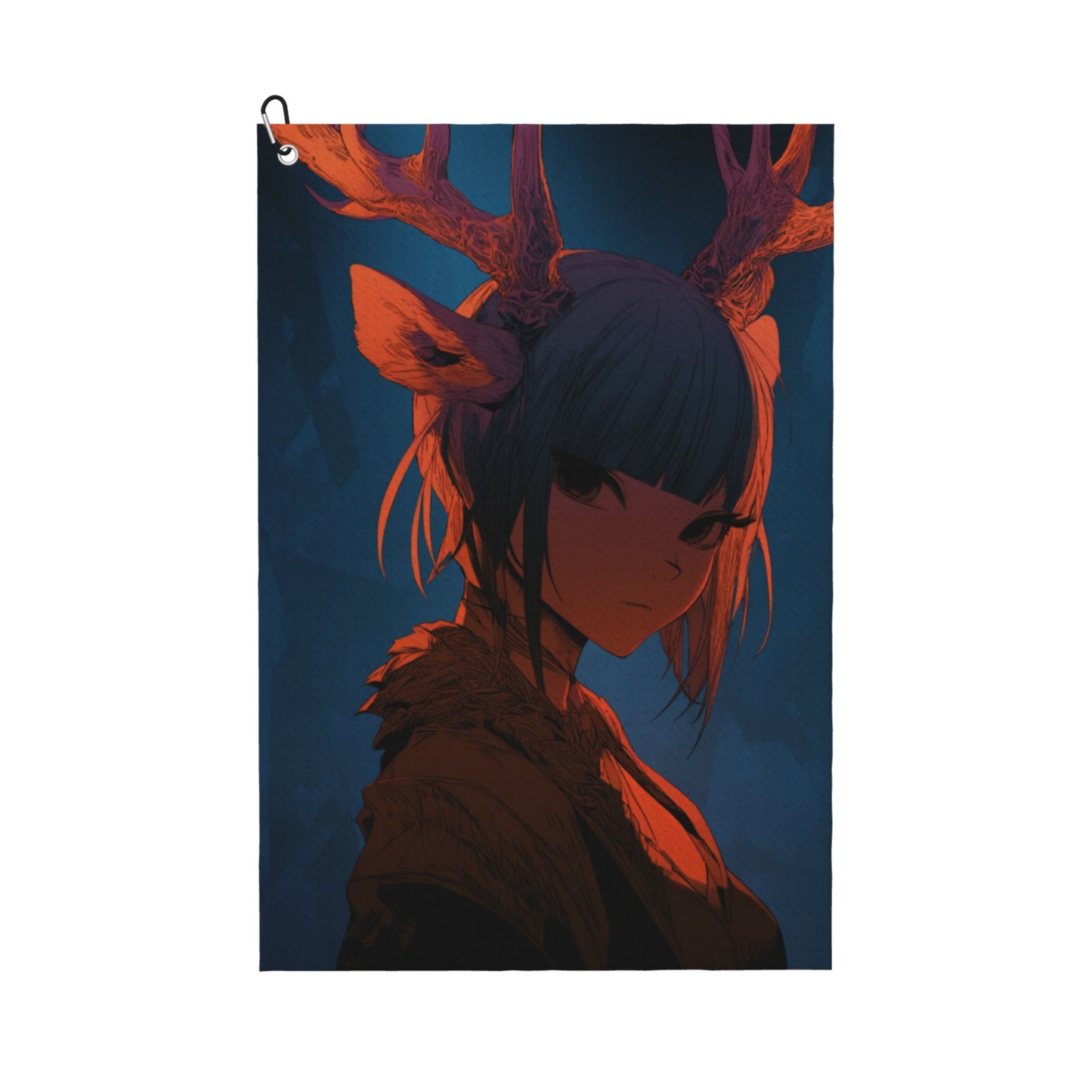 Antler Girl Golf Towel | Anime Art Microfiber Quick-Dry Sports Towel | 16.1 x 24 inch with Hook