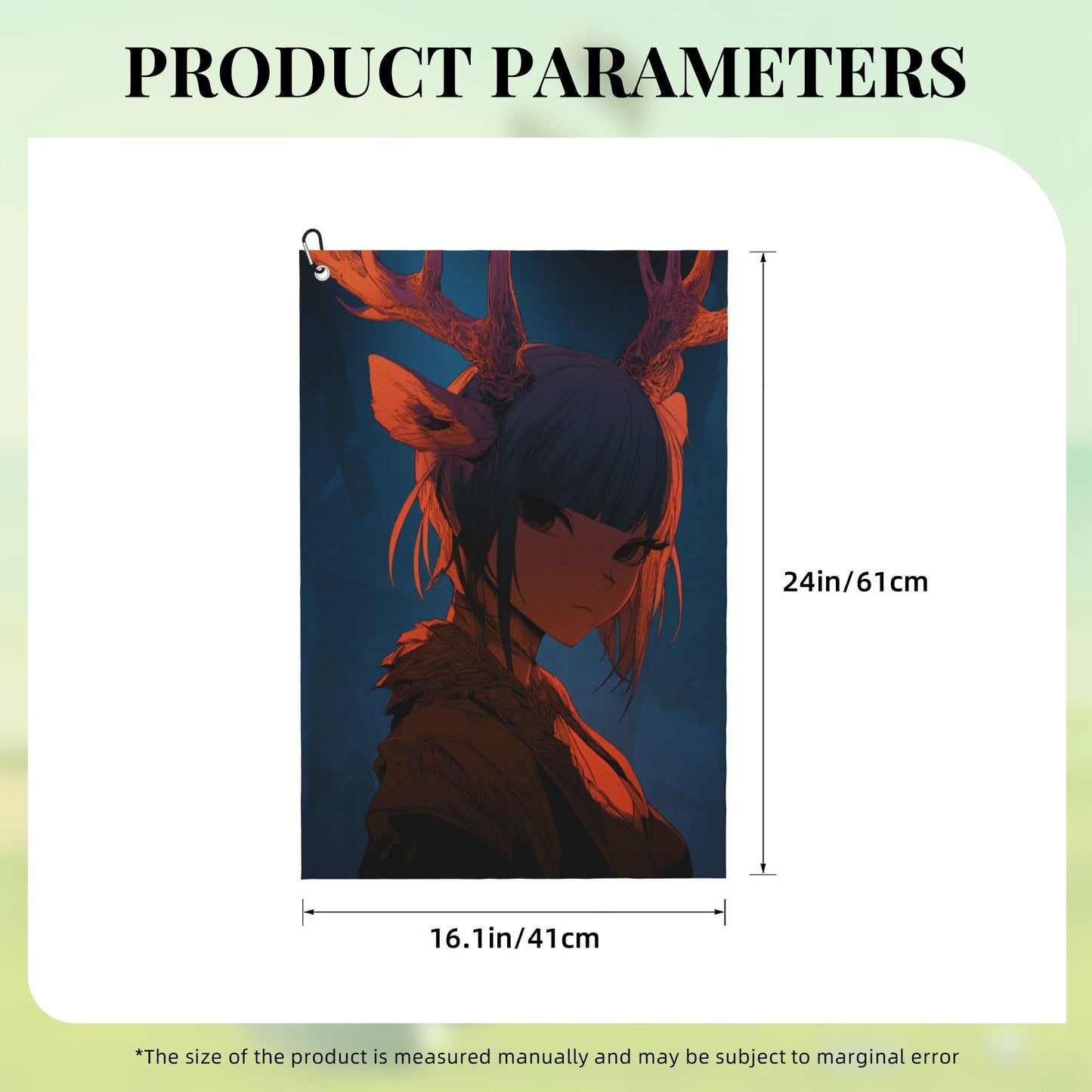 Antler Girl Golf Towel | Anime Art Microfiber Quick-Dry Sports Towel | 16.1 x 24 inch with Hook