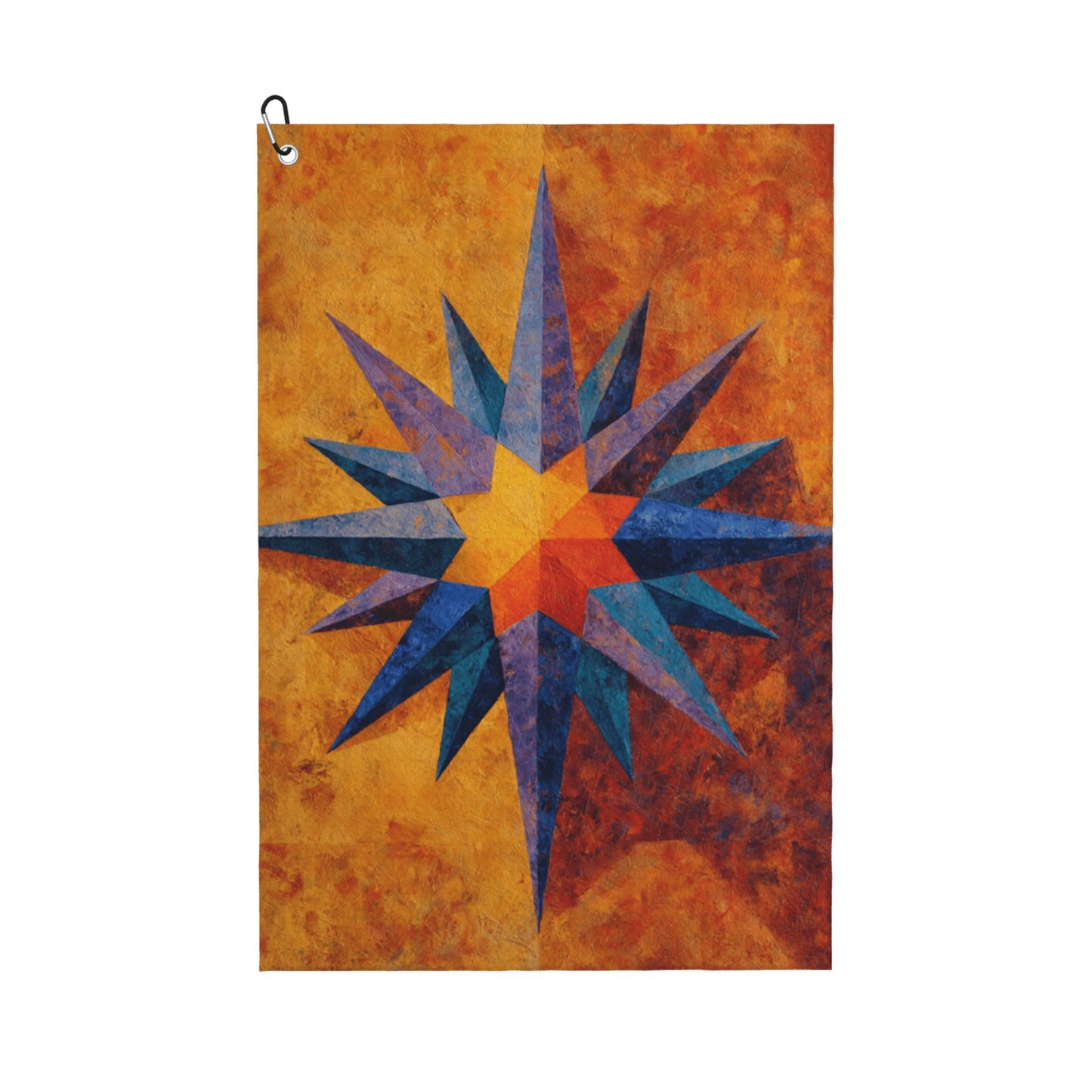 Geometric Star Golf Towel | Vintage Style Microfiber Quick-Dry Sports Towel with Hook | 16.1 x 24 inch