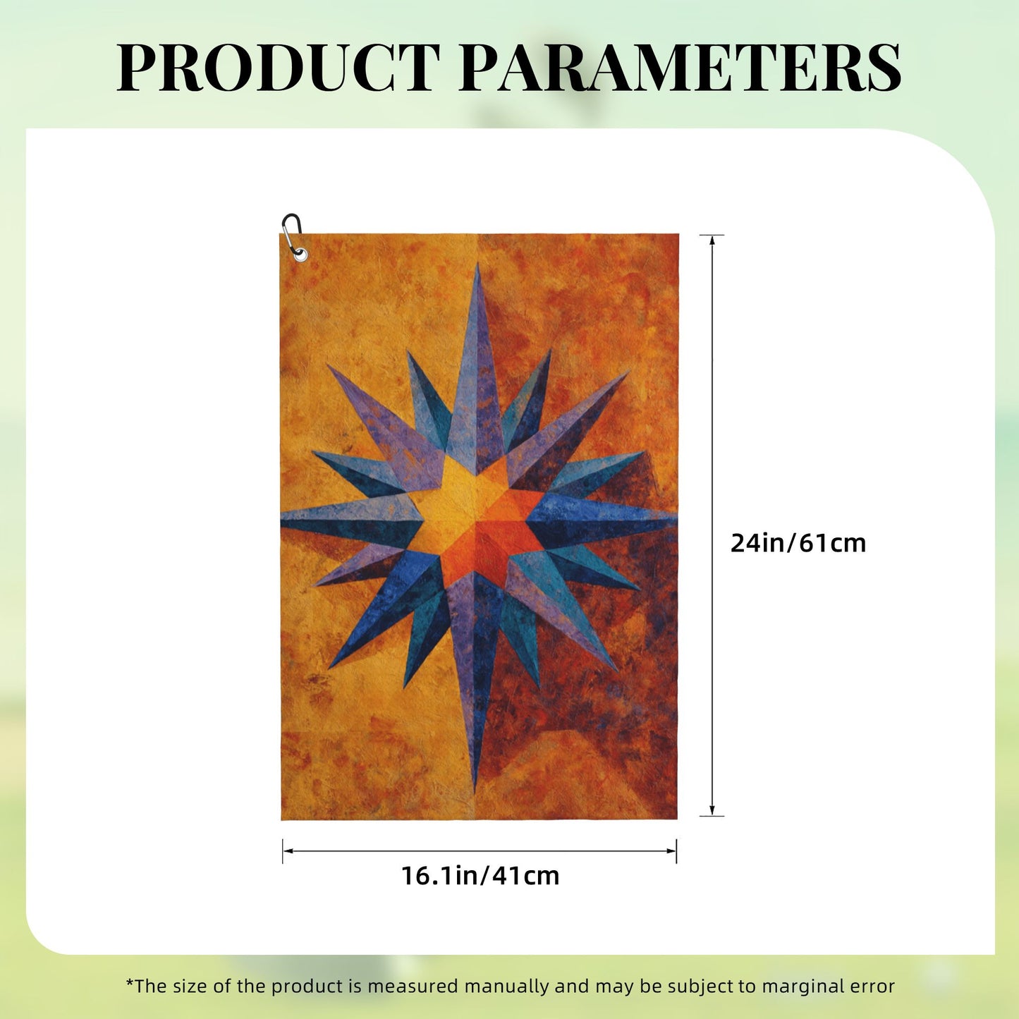 Geometric Star Golf Towel | Vintage Style Microfiber Quick-Dry Sports Towel with Hook | 16.1 x 24 inch