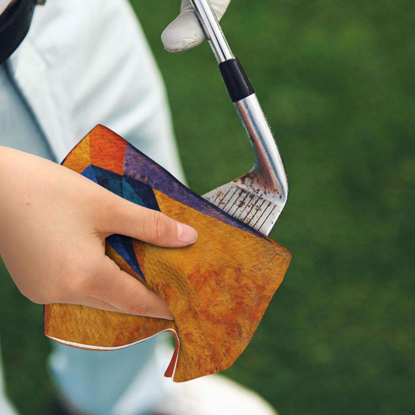 Geometric Star Golf Towel | Vintage Style Microfiber Quick-Dry Sports Towel with Hook | 16.1 x 24 inch