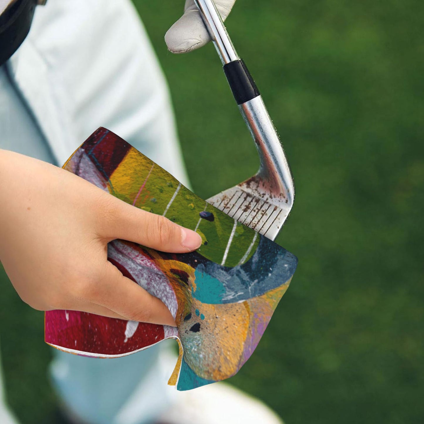 Colorful Fruit Slice Golf Towel | Artistic Summer Style Microfiber Sports Towel with Hook | 16.1 x 24 inch