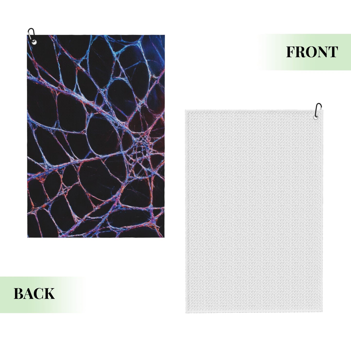 Futuristic Web Pattern Golf Towel | Tech Style Microfiber Sports Towel with Hook | 16.1 x 24 inch