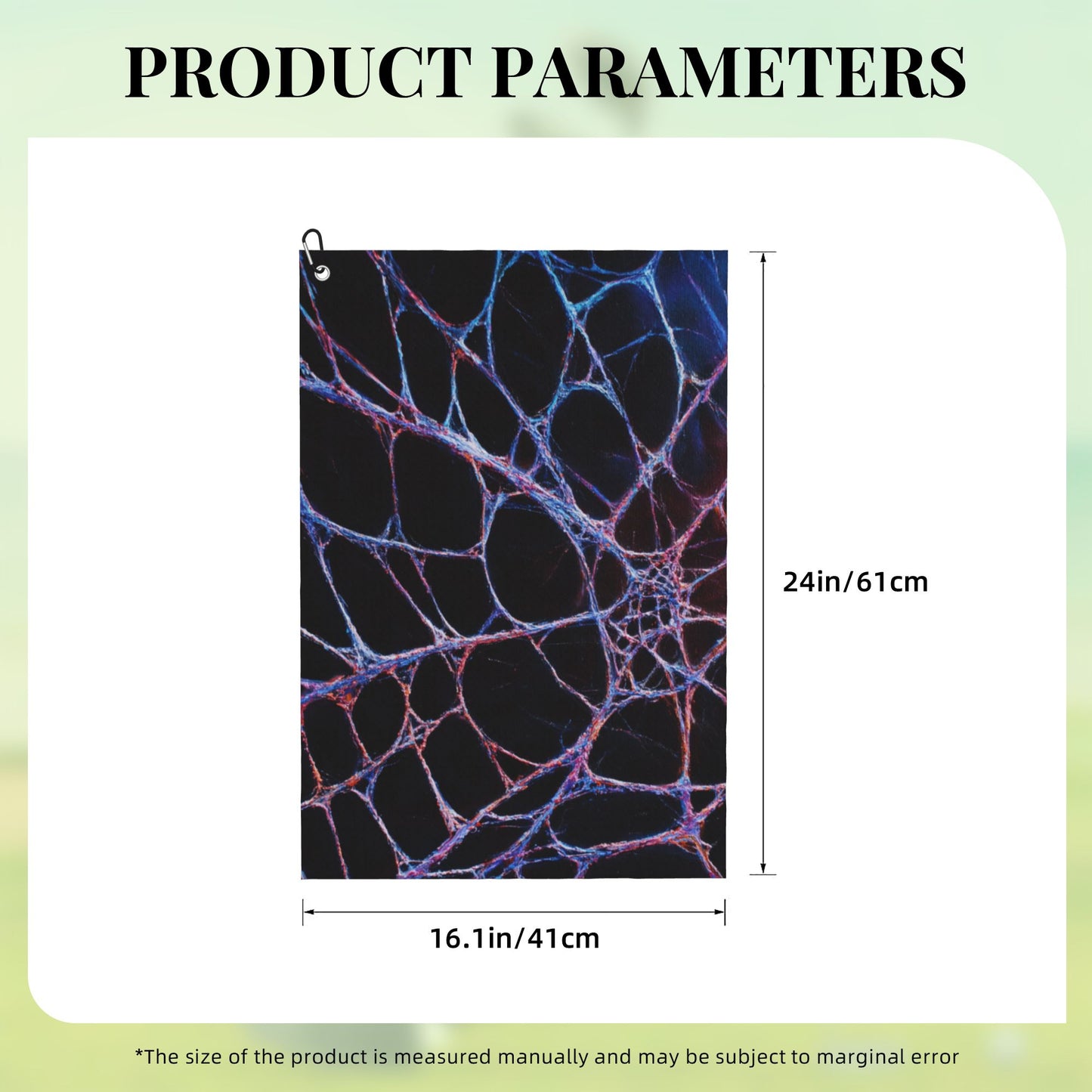 Futuristic Web Pattern Golf Towel | Tech Style Microfiber Sports Towel with Hook | 16.1 x 24 inch
