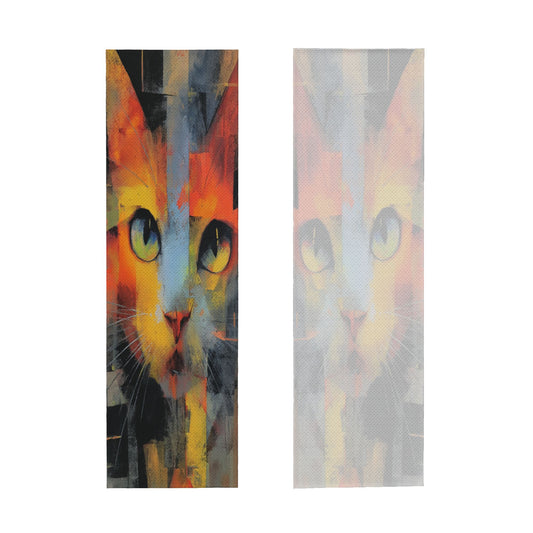 Cooling Sports Towel with Artistic Cat Print | 100x30cm Quick-Dry Chill Towel with Portable Clip Case