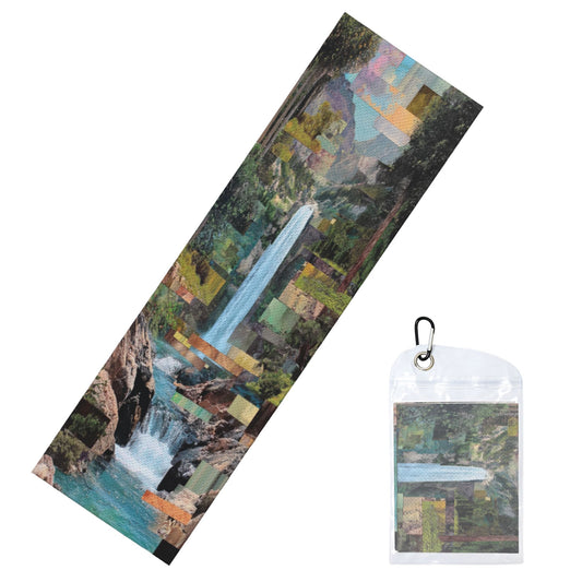 Waterfall Landscape Cooling Towel | Instant Chill Sports Towel 100x30cm | With Clip & Travel Pouch