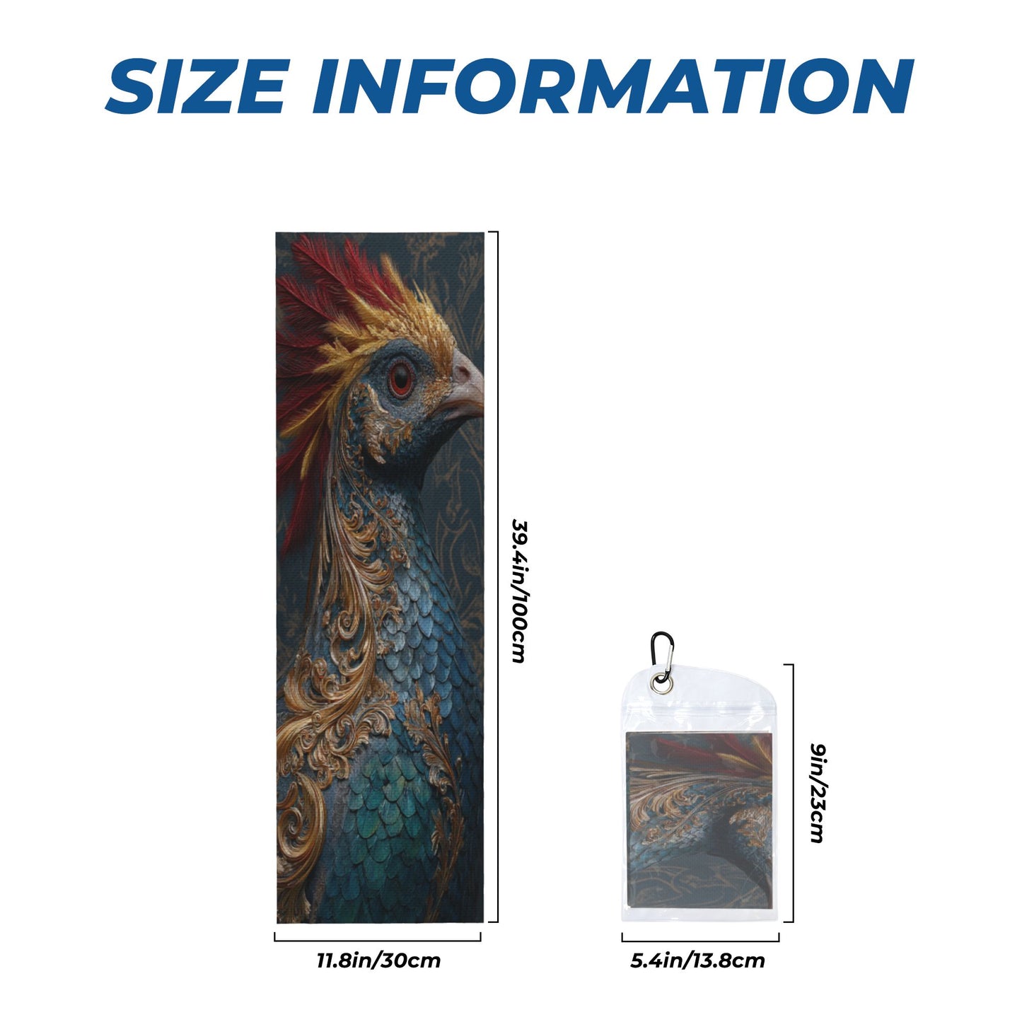 Peacock Pattern Cooling Sports Towel | Artistic Cold-Feel Towel 100x30cm | With Travel Pouch & Hook