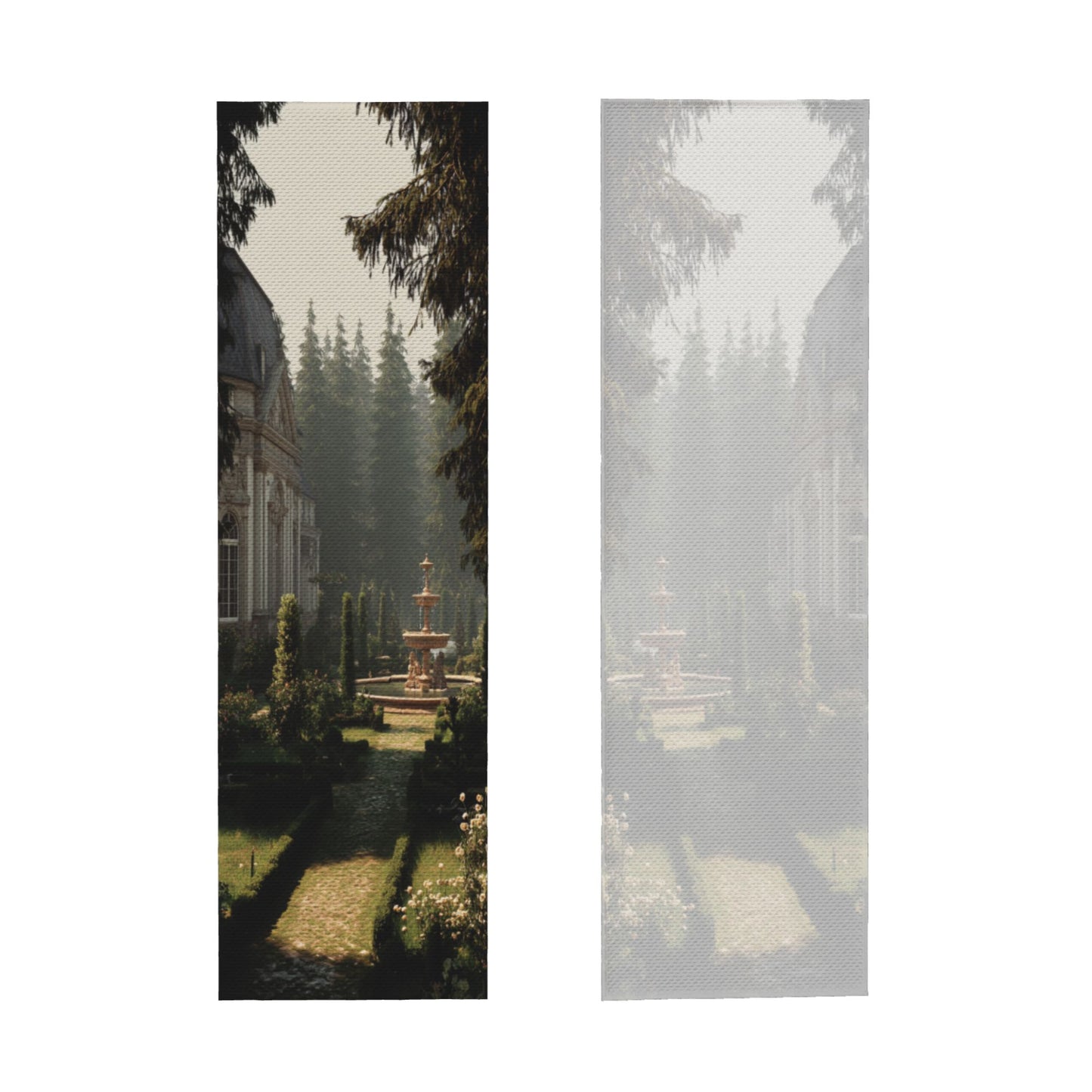 European Garden Cooling Sports Towel | Castle Courtyard Art Pattern | 100x30cm with Travel Pouch & Hook