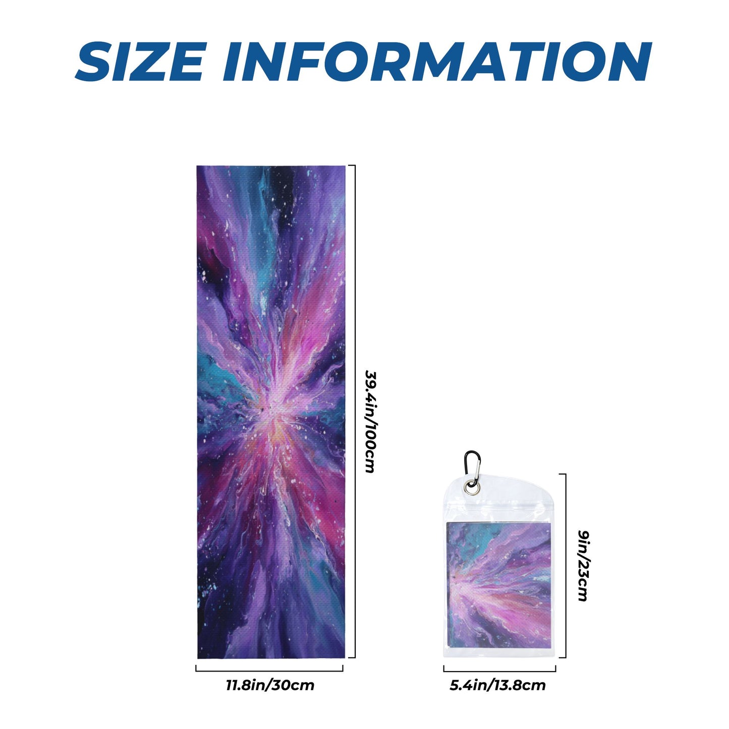 Galaxy Burst Cooling Towel | Nebula Pattern Quick-Dry Sport Towel | 100x30cm with Portable Pouch & Hook