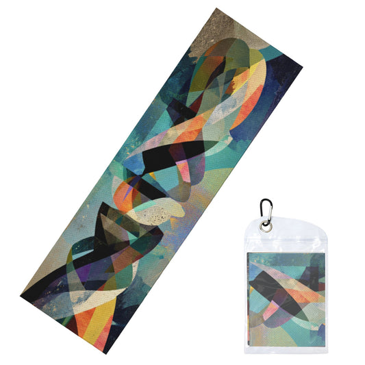 Geometric Art Cooling Sports Towel | Abstract Pattern Quick-Dry Icy Towel | 100x30cm with Travel Pouch & Hook