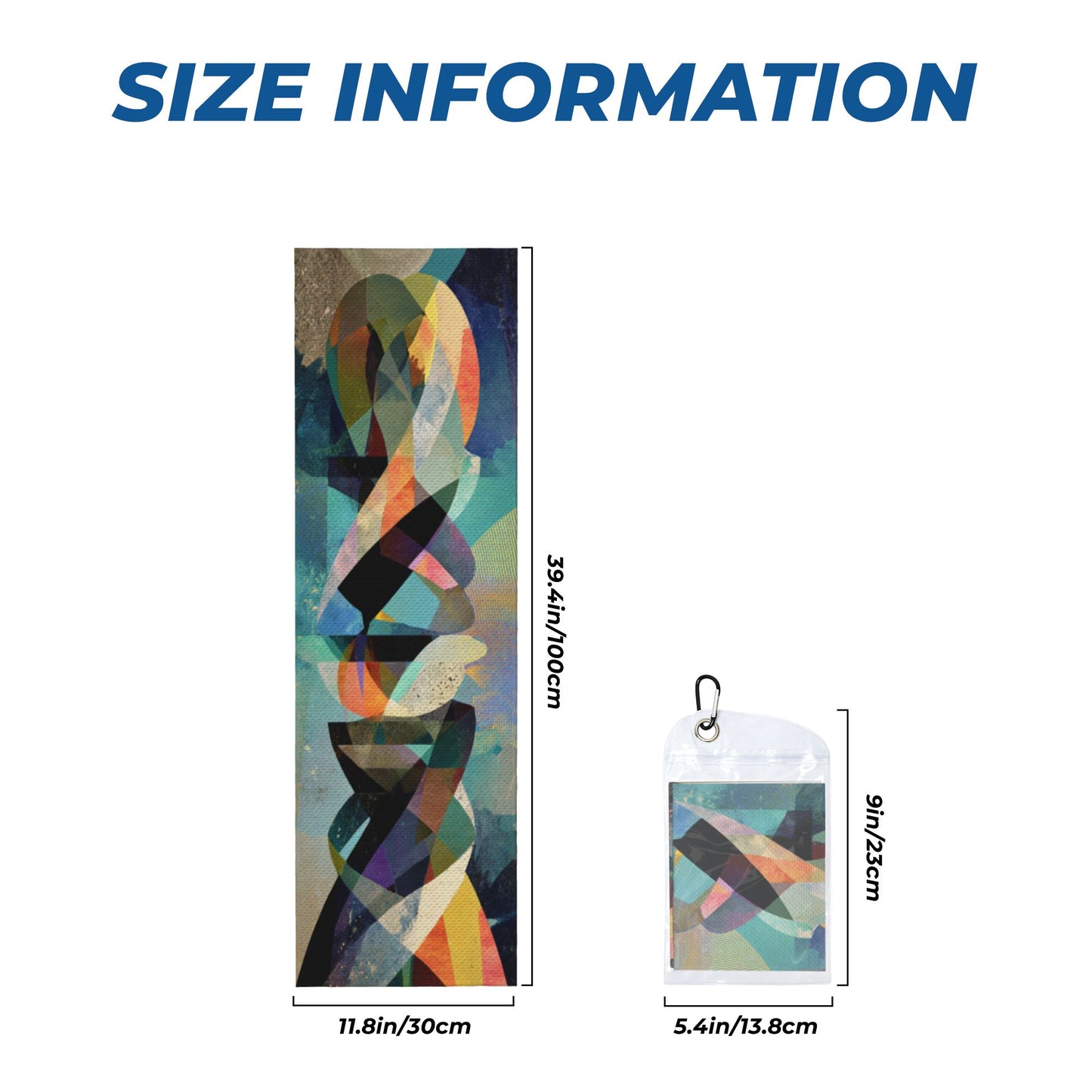 Geometric Art Cooling Sports Towel | Abstract Pattern Quick-Dry Icy Towel | 100x30cm with Travel Pouch & Hook