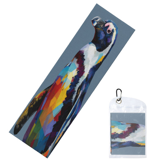 Colorful Penguin Cooling Towel | Geometric Animal Print Cold-Sensation Sports Towel | 100x30cm with Pouch & Clip
